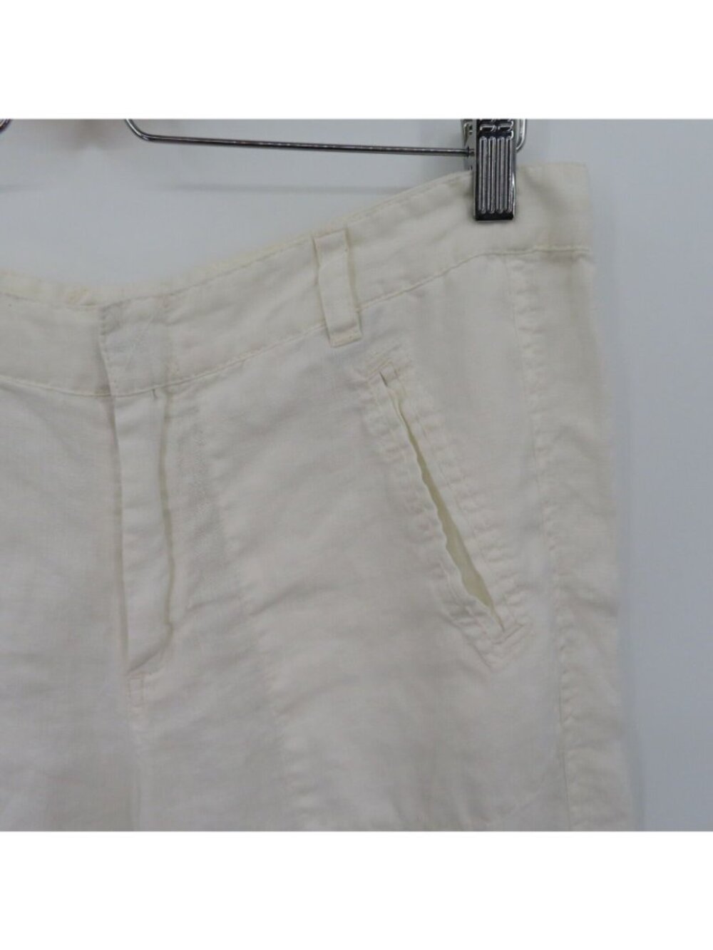 Joie Women 8 Wide Leg Utility Pants All Linen Square Pockets White Flat Front - Picture 3 of 13